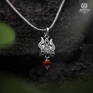 trishul damru rudraksha pendant chain